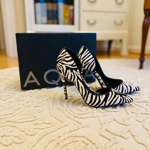 Aqua Zebra Print Heels